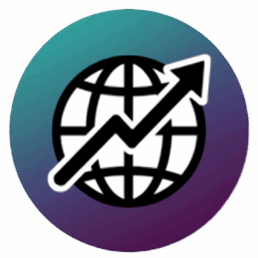 Globe with upward trend arrow, symbolizing growth